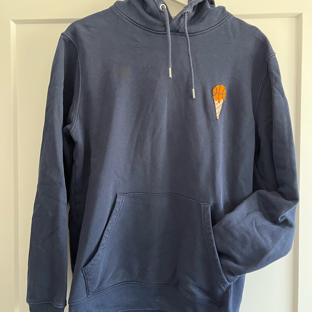 Men's Navy Hoodie with Basketball Cone Design